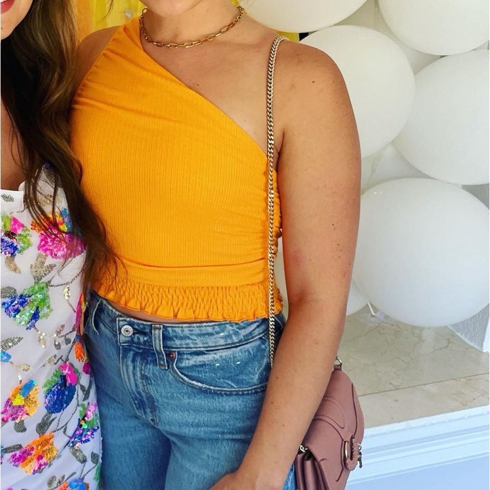 Kittenish Orange One Shoulder Top